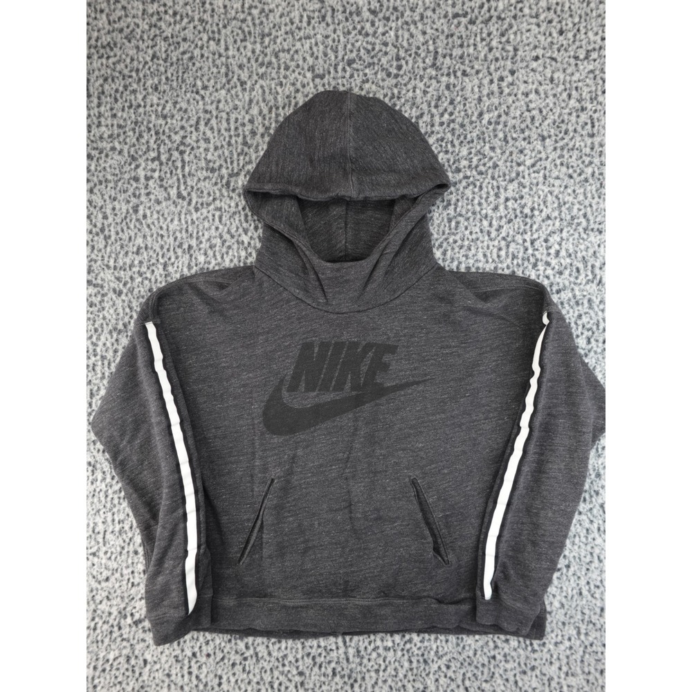 Nike Sportswear Hoodie Womens Large Charcoal Gray Logo Pullover Sweatshirt L